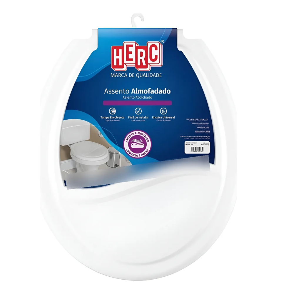 ASSENTO SANITÁRIO ALMOFADADO UNIVERSAL BRANCO HERC
