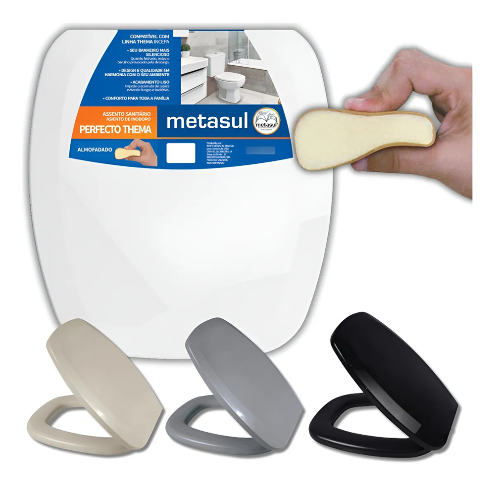 ASSENTO SANITÁRIO ALMOFADADO THEMA BRANCO METASUL